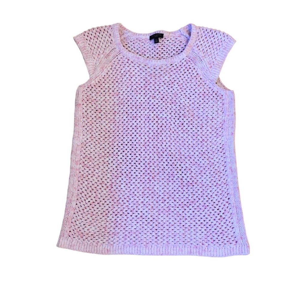 Talbots Pink and White Crochet Knit Top Women’s Size Small Petite